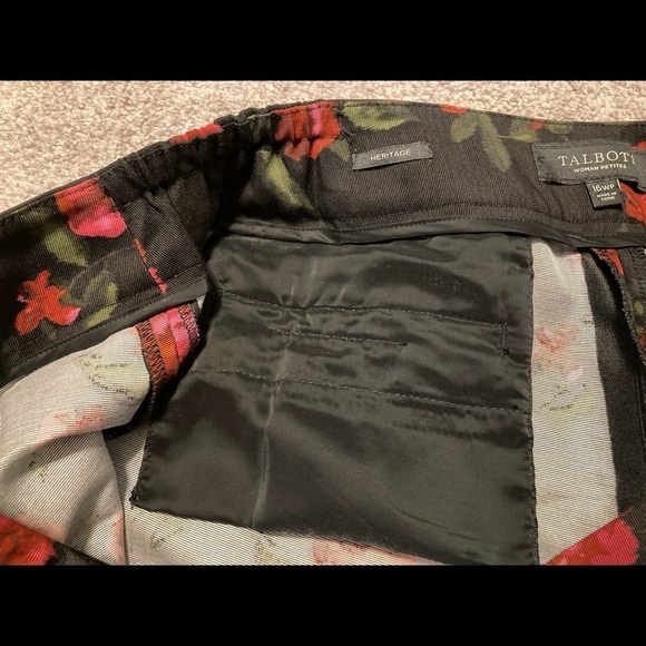 Talbots Heritage Rose Print Silk Ankle Pants 16 WP - Picture 7 of 13